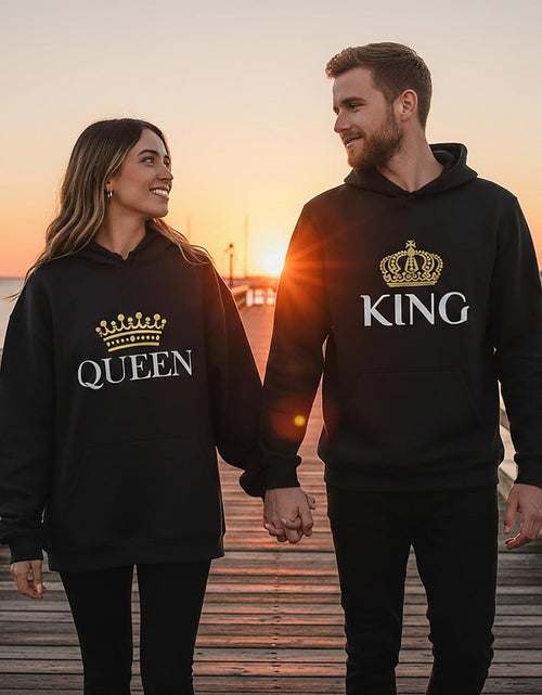 Load image into Gallery viewer, King and Queen Valentines Day Outfit His and Hers Matching Hoodies for Couples
