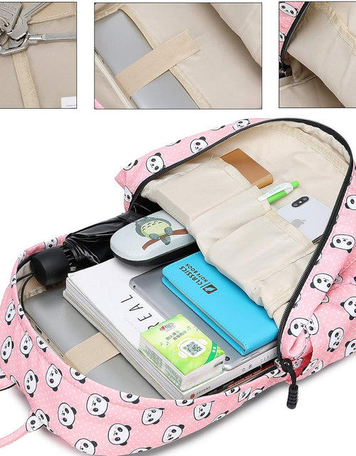 Load image into Gallery viewer, Lightweight Cute Panda Backpacks for Girls School Backpacks with Lunch Bag (Panda Pink Set)
