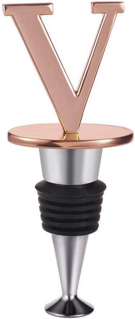 Wine and Beverage Bottle Stopper with Rose Gold Finish-Perfect Presents/Gift Idea for Valentines Day, Mothers Day, Fathers Day, Thanksgiving Day,E-Initial (Letter E)