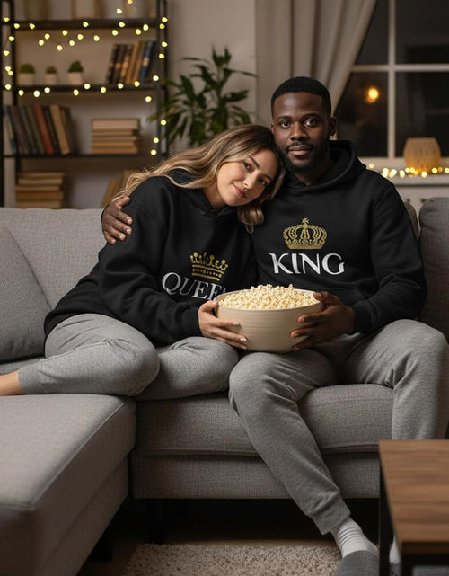 Load image into Gallery viewer, King and Queen Valentines Day Outfit His and Hers Matching Hoodies for Couples
